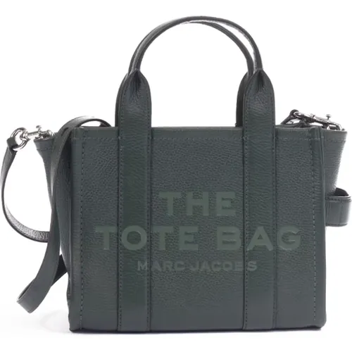 Handbags, female, , Size: ONE SIZE Iconic Small Leather Tote Bag in Dark - Marc Jacobs - Modalova