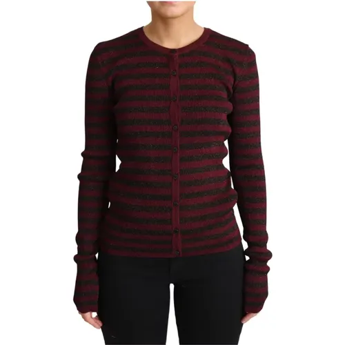 Sophisticated Striped Cardigan Sweater , female, Sizes: 2XS - Dolce & Gabbana - Modalova