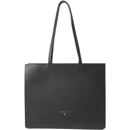 Tote Bags, female, , Size: ONE SIZE Leather shoulder bag with front logo - PATRIZIA PEPE - Modalova