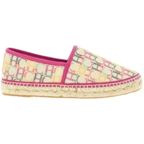 Canvas Espadrilles Pink Initialen Kontrast , Damen, Größe: 37 EU - Carolina Herrera - Modalova