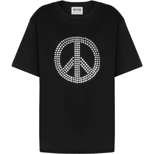 T-Shirts, female, , Size: S Short Sleeve Peace Symbol T-shirt - Moschino - Modalova