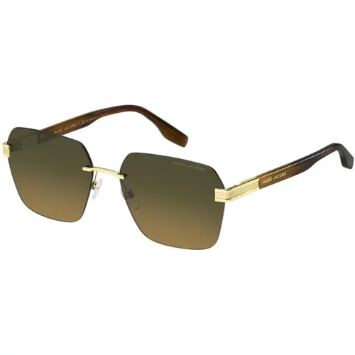 Brown Horn Sunglasses with Green Shaded Brown Lenses , female, Sizes: 61 MM - Marc Jacobs - Modalova
