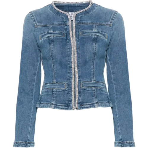 Denim Crystal Embellished Jacket , female, Sizes: M, XS, S - Liu Jo - Modalova