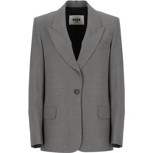 Grey Wool Blazer Peak Lapel Jacket , female, Sizes: M, S, XS - Msgm - Modalova