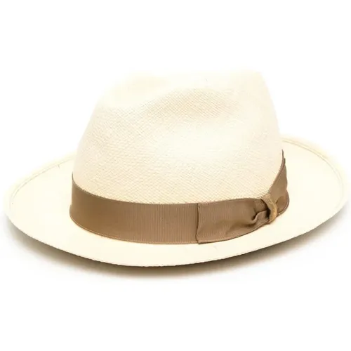 Sophisticated Beige Straw Sun Hat , male, Sizes: 58 CM - Borsalino - Modalova
