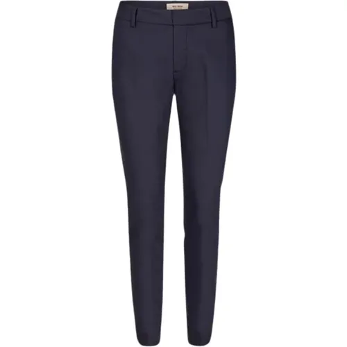 Elegante Marineblaue Slim-Fit Hose mit Streifen-Detail , Damen, Größe: 2XS - MOS MOSH - Modalova