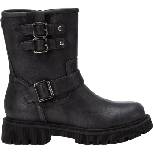 Schwarze Eco-Leder Reißverschlussstiefel , Damen, Größe: 36 EU - Refresh - Modalova