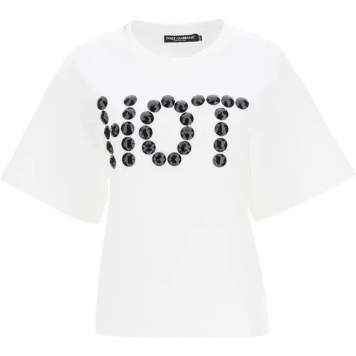 Stud Detail T-Shirt Ss23 , female, Sizes: M - Dolce & Gabbana - Modalova