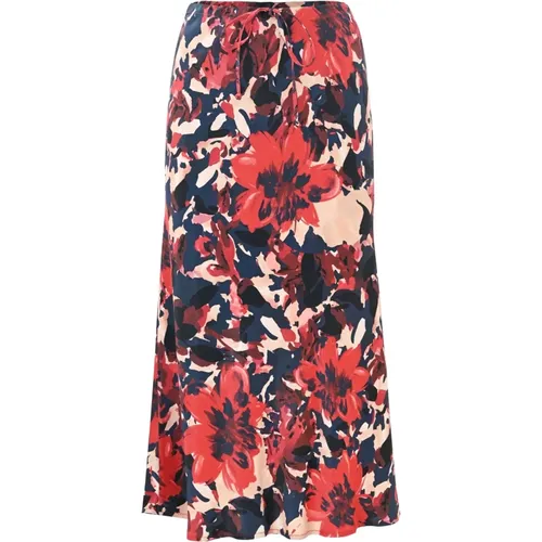 Midi Skirts, female, , Size: XL Floral Midi Skirt with Drawstring Waist - Kocca - Modalova
