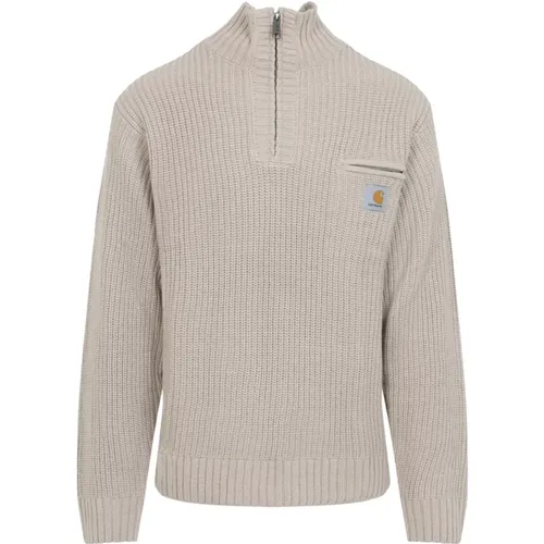 Turtlenecks, male, , Size: S Detroit Half Zip Knitted Sweater - Carhartt WIP - Modalova