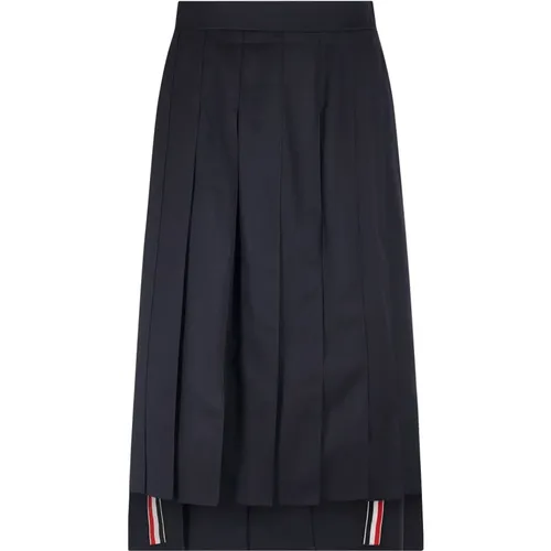 Midi Skirts, female, , Size: XS Pleated Skirt Below Knee - Thom Browne - Modalova