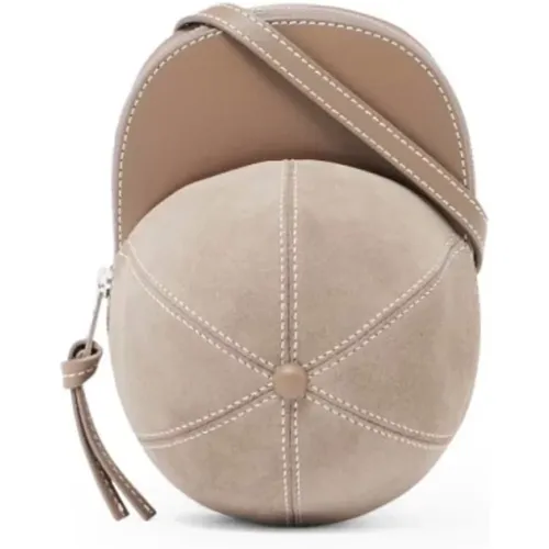 Cross Body Bags, male, , Size: ONE SIZE Beige Suede Shoulder Bag with Zip - JW Anderson - Modalova