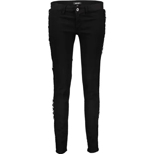 Schwarze Damen Hose mit Logo-Details - Just Cavalli - Modalova