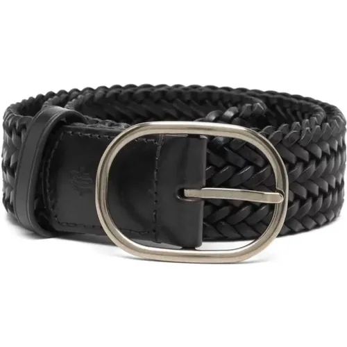 Belts, female, , Size: 90 CM Leather Belt with Metal Buckle - Dragon Diffusion - Modalova