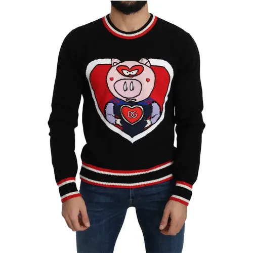 Sweatshirts, male, , Size: M Cashmere Pig of the Year Sweater - Dolce & Gabbana - Modalova