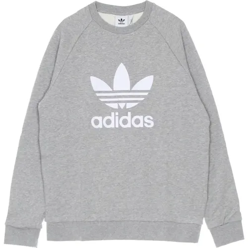 Sweatshirts, male, , Size: M Classic Crewneck Sweatshirt Grey Heather/White - Adidas - Modalova