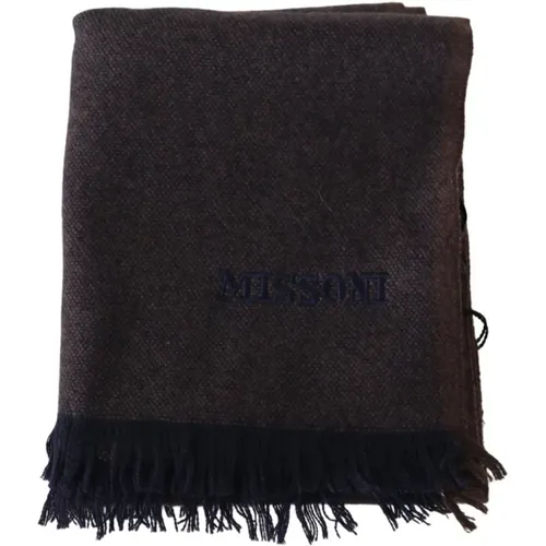 Winter Scarves, male, , Size: ONE SIZE Luxury Cashmere Scarf with Logo Embroidery - Missoni - Modalova