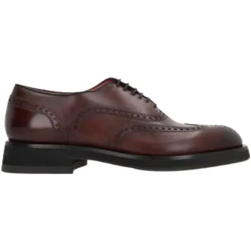 Braune Oxford Brogue Flache Schuhe - Santoni - Modalova