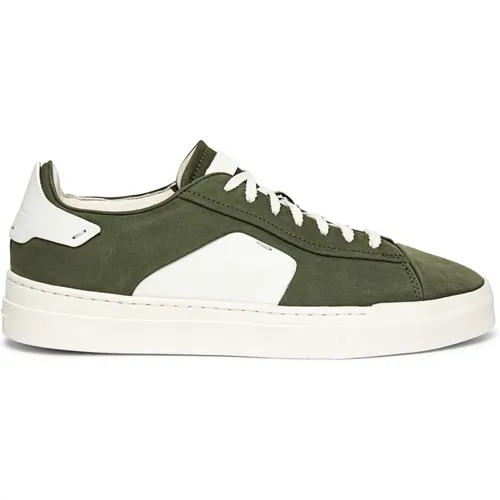 Sneakers, male, , Size: 8 1/2 US Dynamic Leather Sneaker with Intarsia Detail - Santoni - Modalova