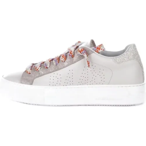 Rosa Leder Sneakers mit Glitzerdetails - P448 - Modalova