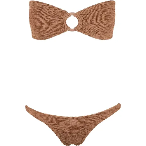 Bikinis, female, , Size: ONE SIZE Crinkle Bandeau Bikini with Ring Detail - Hunza G - Modalova