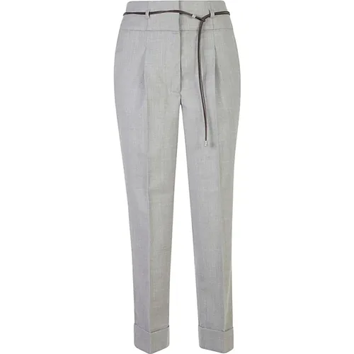 Light Grey Tapered Trousers , female, Sizes: 2XS, L, S, XS - PESERICO - Modalova