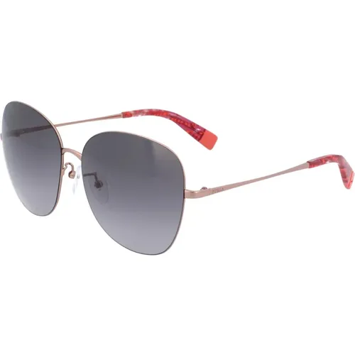 Stylish Silver/Gray/Red Sunglasses , female, Sizes: 58 MM - Furla - Modalova