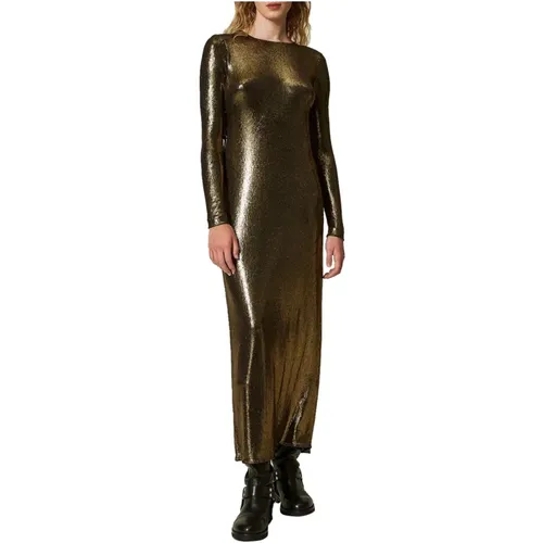 Lamina Gold Langes Kleid , Damen, Größe: S - Twinset - Modalova