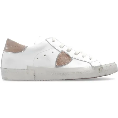 Weiße Low-Top-Sneaker mit femininen Details , Damen, Größe: 42 EU - Philippe Model - Modalova