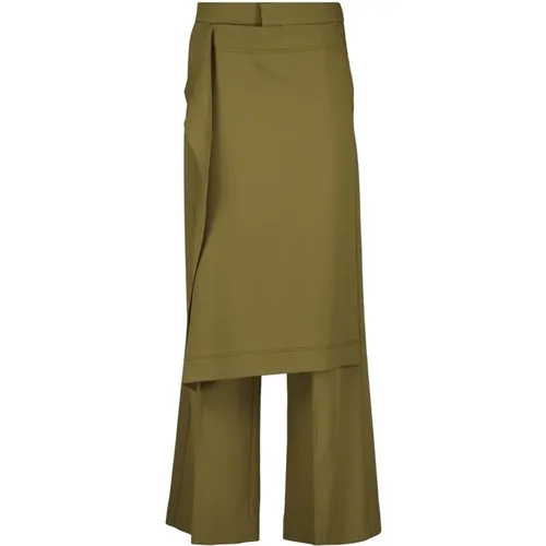 Wide Trousers, female, , Size: XS Wide Leg Khaki Pants - Ami Paris - Modalova