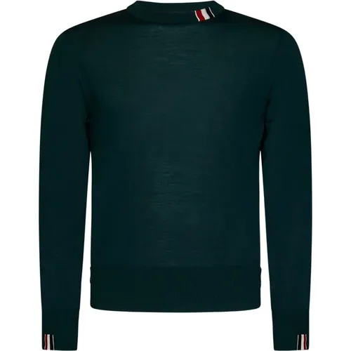 Merino Wool Sweater with Stripe Detail , male, Sizes: L, S, M - Thom Browne - Modalova