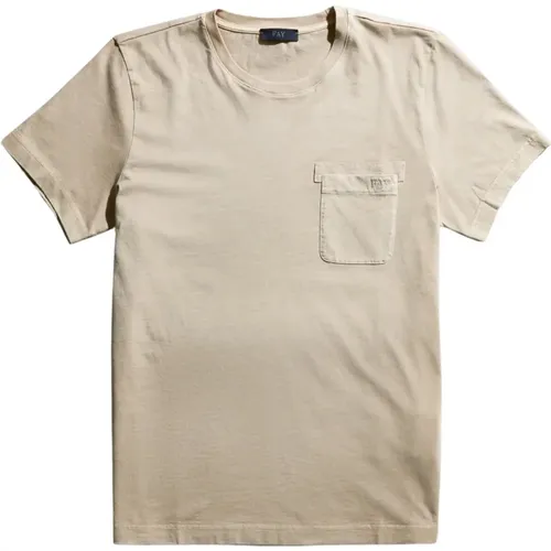 Satin Taschen T-Shirt , Herren, Größe: XL - Fay - Modalova