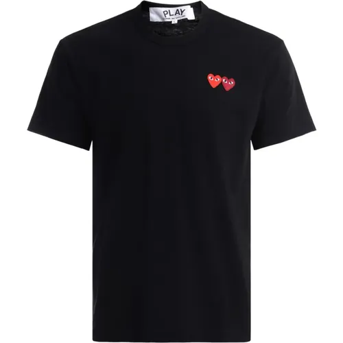 Double Heart Cotton T-Shirt in , male, Sizes: L, XL - Comme des Garçons Play - Modalova