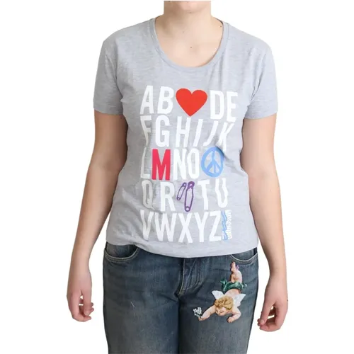 Alphabet bedrucktes Baumwoll-T-Shirt Grau - Moschino - Modalova