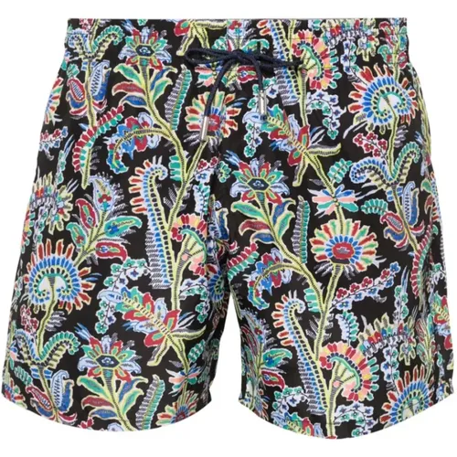 Beachwear, male, , Size: M Paisley Print Swim Shorts Black/Multi - ETRO - Modalova