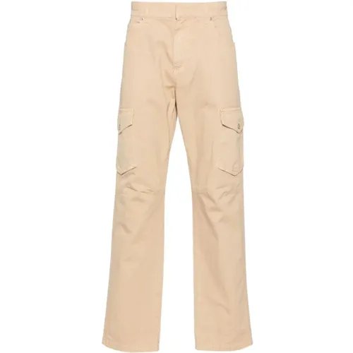 Straight Trousers, male, , Size: W31 Textured Cotton Trousers with Flap Pockets - Balmain - Modalova