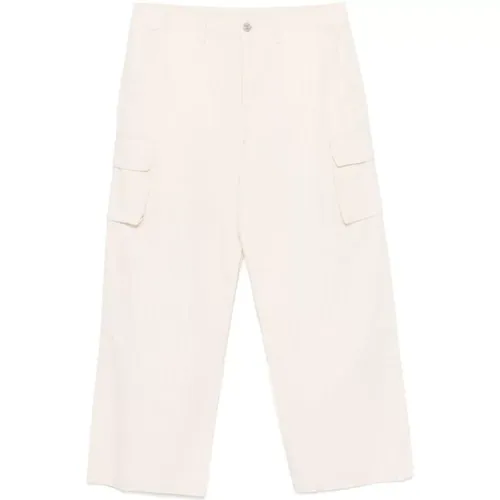 Straight Trousers, male, , Size: M Ecru Canal Stripe Cotton Cargo Pants - Our Legacy - Modalova