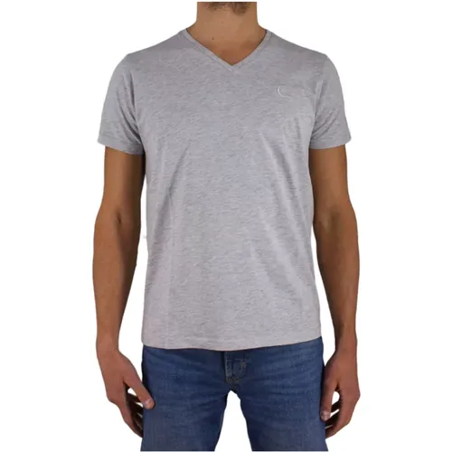 Basic V-Ausschnitt T-Shirt - Grau , Herren, Größe: 2XL - Cerruti 1881 - Modalova