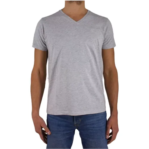 Basic V-Ausschnitt T-Shirt - Grau - Cerruti 1881 - Modalova