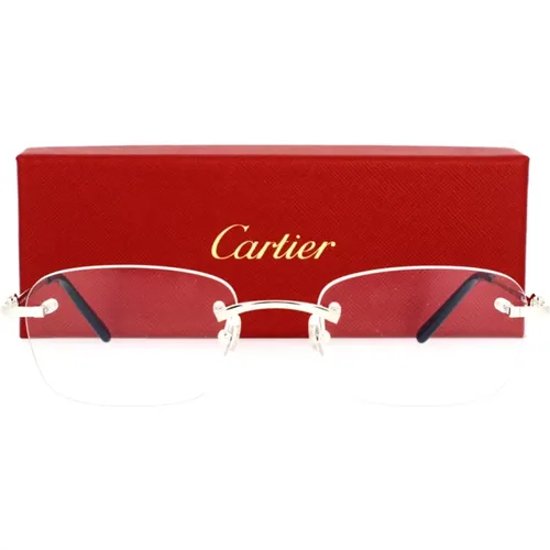 Elegant Rectangular Eyeglasses with C Décor , unisex, Sizes: 53 MM - Cartier - Modalova