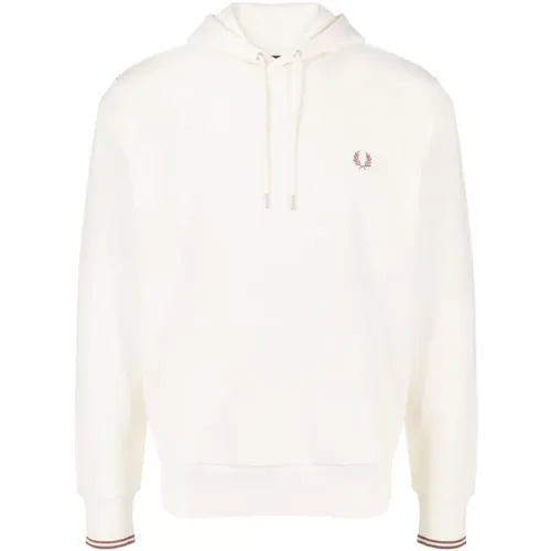 Hoodies, male, , Size: XL Yellow Cotton Sweatshirt with Embroidered Logo - Fred Perry - Modalova