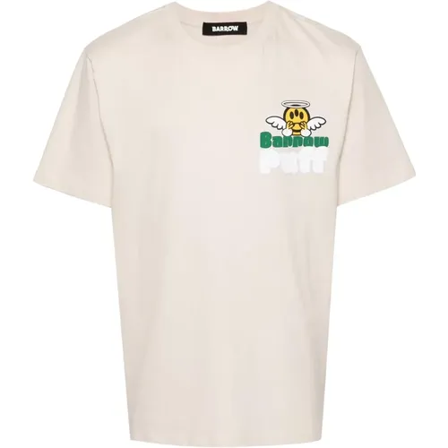 Grafikdruck Kurzarm-Tops,T-Shirt mit Logo-Print aus Baumwolle, Baumwoll-T-Shirt mit Logo-Print - Barrow - Modalova