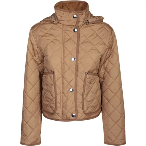 Diamond Quilted Funnel Neck Jacket , female, Sizes: M, XS - Burberry - Modalova