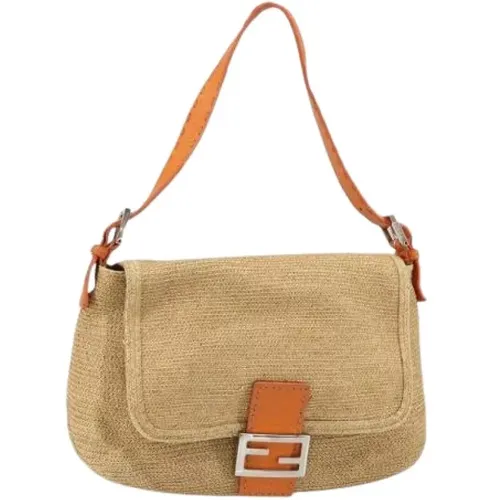 Pre-owned Shoulder Bags, female, , Size: ONE SIZE Pre-owned Raffia Shoulder Bag - Fendi Vintage - Modalova