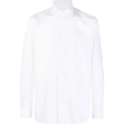 Weiße Baumwollhemd Mit Spreizkragen , Herren, Größe: XL - Borrelli - Modalova