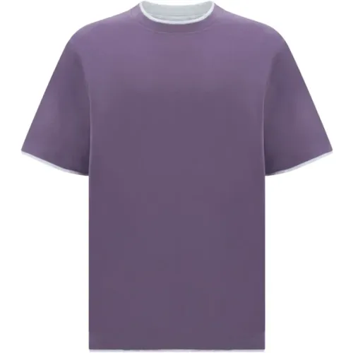 Amethyst Lila Baumwoll T-shirt - BRUNELLO CUCINELLI - Modalova