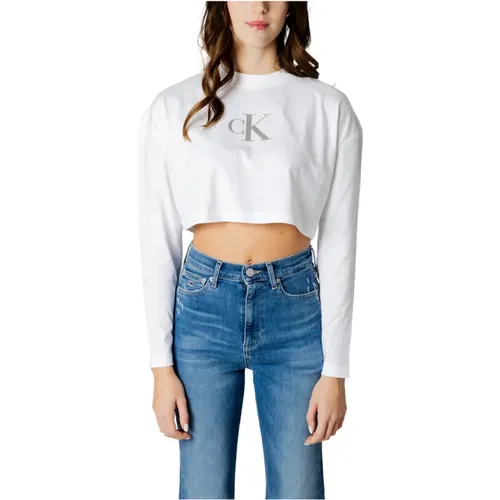 Pailletten Langarm T-Shirt , Damen, Größe: XS - Calvin Klein Jeans - Modalova