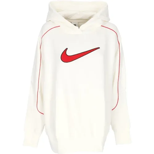 Hoodies, female, , Size: L Oversize Swoosh Hoodie Red - Nike - Modalova