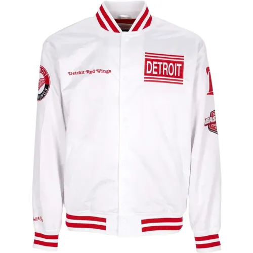 Detroit Red Wings Bomberjacke Weiß , Herren, Größe: L - Mitchell & Ness - Modalova