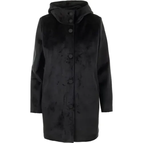 Schwarze Velvet Neo Parka Jacke , Damen, Größe: L - RRD - Modalova